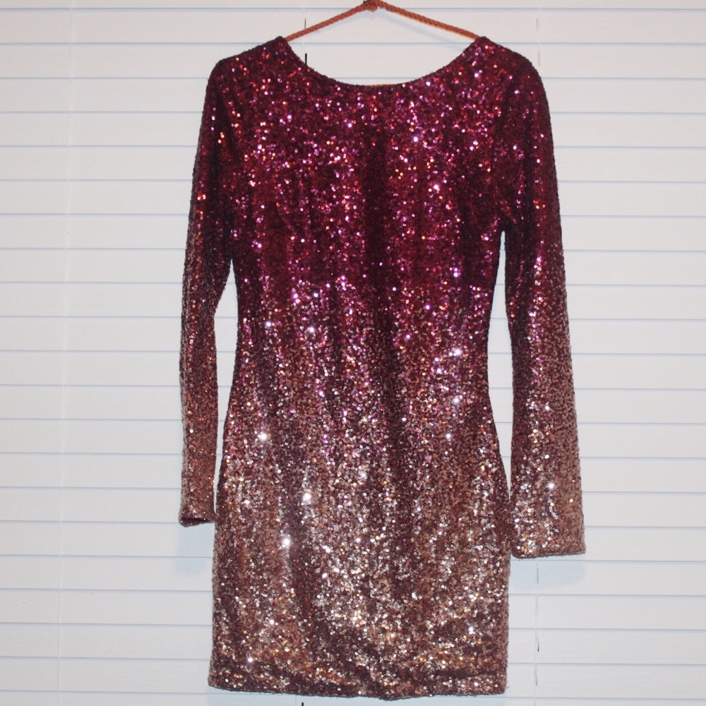 New Fashion Nova Gold & Red Sequin Mini Dress